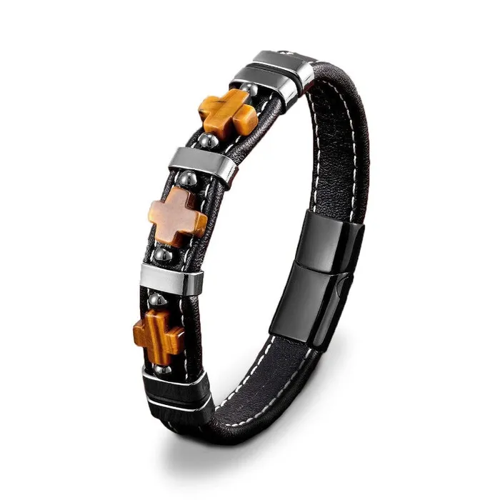 Mens Cross Bracelet br Natural Stone Lords Guidance Bracelets