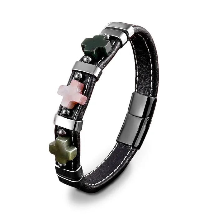Mens Cross Bracelet br Natural Stone Lords Guidance Bracelets