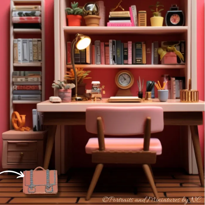 Miniature Briefcase for Dollhouse Miniatures by NC Necklaces