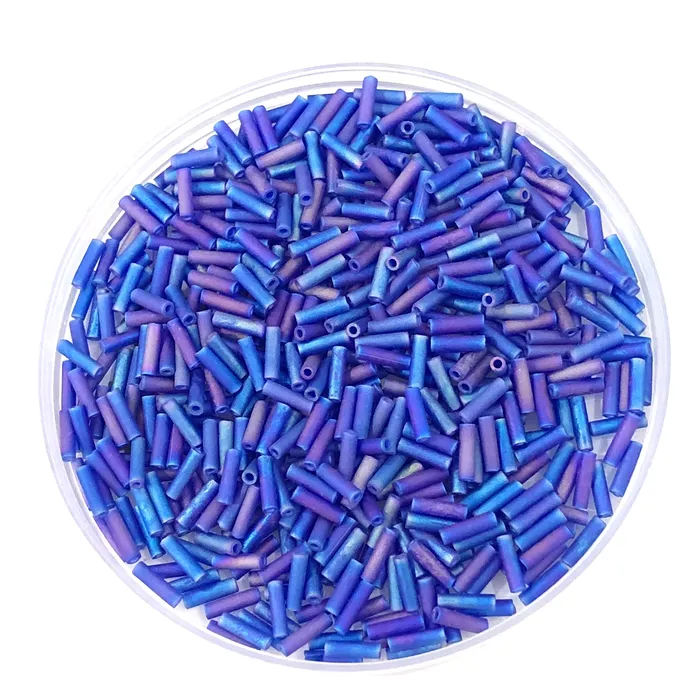 Miyuki Bugles size 6mm 0151FR Transparent Cobalt AB Matted 10 grams Peppy Beads Earrings Miyuki Bugles size 6mm 0151FR Transparent Cobalt AB Matted 10 grams Peppy Beads Earrings