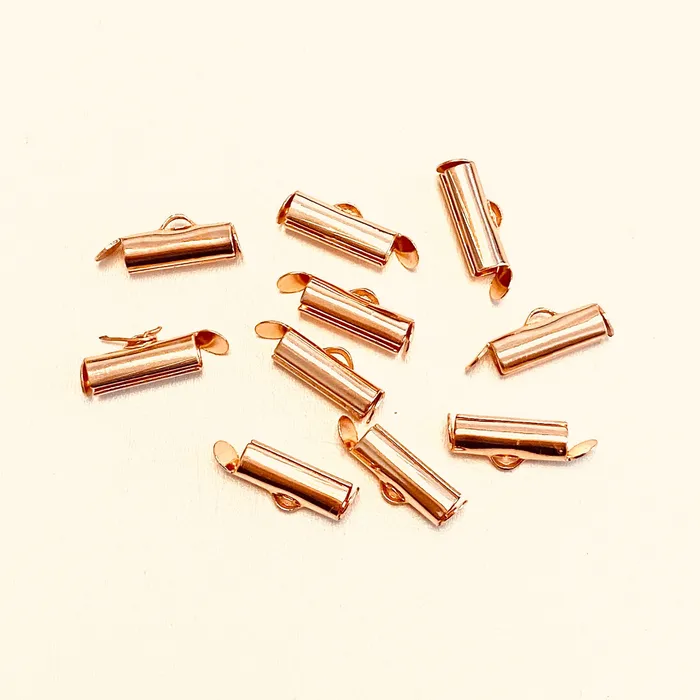 Miyuki Slide End Tubes 13mm Rose Gold Plated 10 Tubes in a pack Peppy Beads Earrings