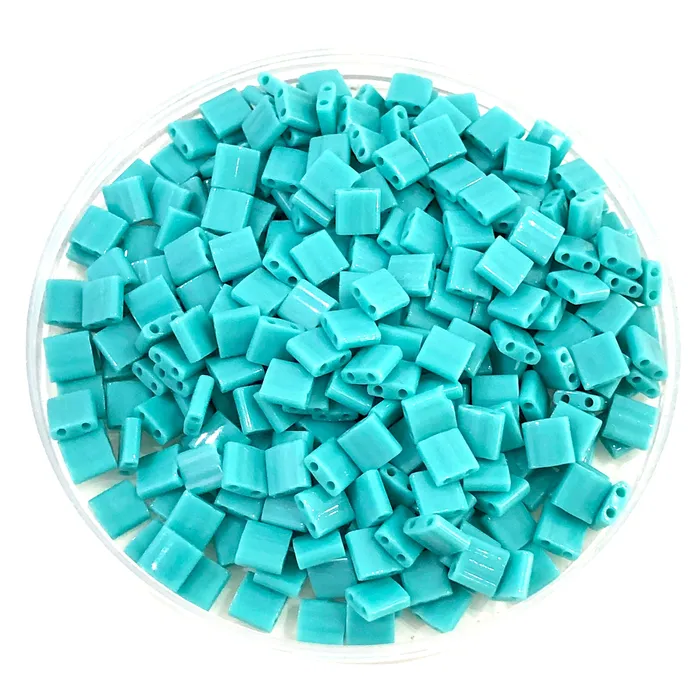 Miyuki Tila Beads TL0412 Opaque Turquoise Green Peppy Beads Earrings