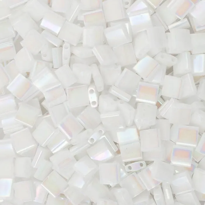 Miyuki Tila Beads TL0471 White Pearl AB Peppy Beads Rings