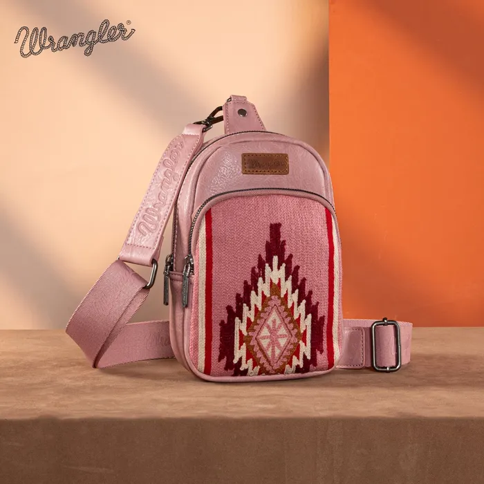 MONTANA WEST Earrings Wrangler Southwestern Knitted Sling Bag Hot Pink