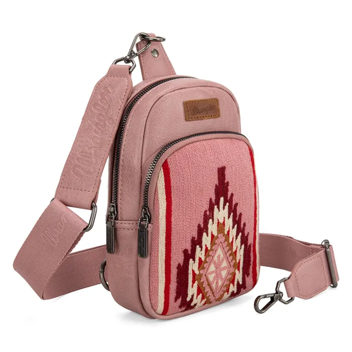 MONTANA WEST Earrings Wrangler Southwestern Knitted Sling Bag Hot Pink