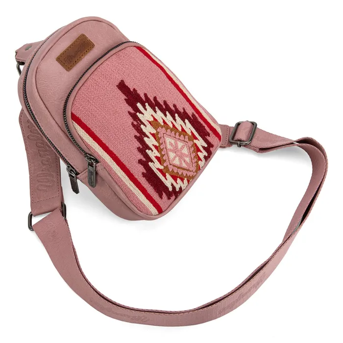 MONTANA WEST Earrings Wrangler Southwestern Knitted Sling Bag Hot Pink
