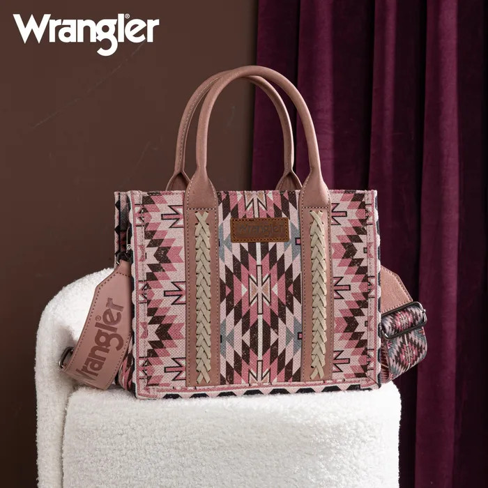 MONTANA WEST Earrings Wrangler Southwestern Pattern Dual Sided Print ToteCrossbody DARK PINK