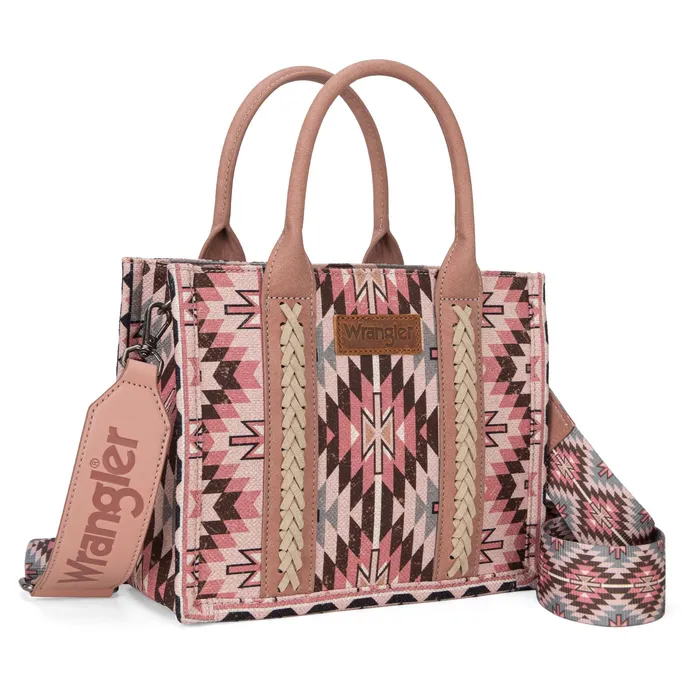 MONTANA WEST Earrings Wrangler Southwestern Pattern Dual Sided Print ToteCrossbody DARK PINK