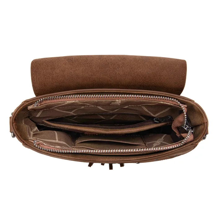 MONTANA WEST Earrings Wrangler Western Tooled Saddle Bag Crossbody Brown
