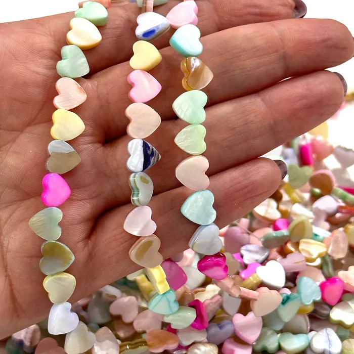 Mother Of Pearl Heart 8mm Beads Pastel Colored Horizontal Hole Hearts 47 Beads Strand Peppy Beads Necklaces Mother Of Pearl Heart 8mm Beads Pastel Colored Horizontal Hole Hearts 47 Beads Strand Peppy Beads Necklaces