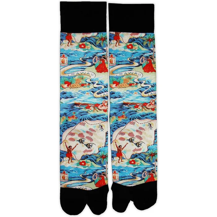 MRHAWAII Land of Aloha Splittoe Crew Socks Lowcut Rings