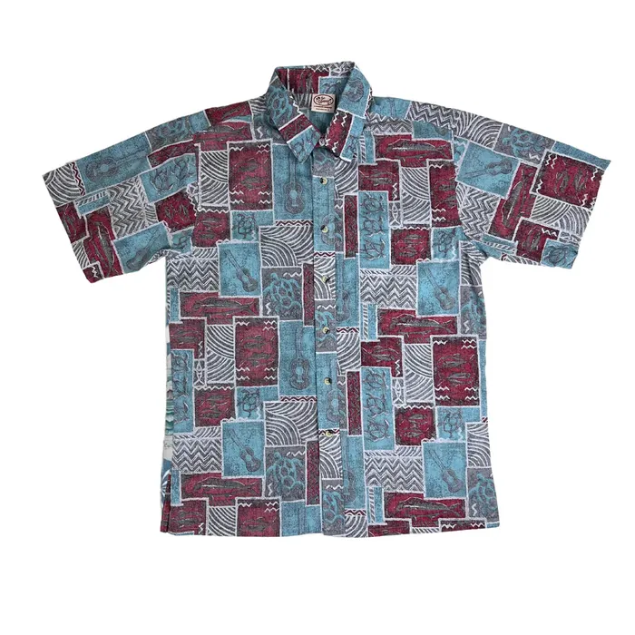 MRHAWAII Rings Go Barefoot Ukulele Tapa Mens Aloha Shirt