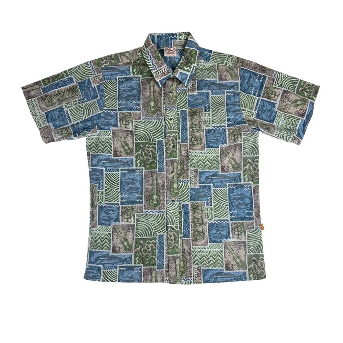 MRHAWAII Rings Go Barefoot Ukulele Tapa Mens Aloha Shirt