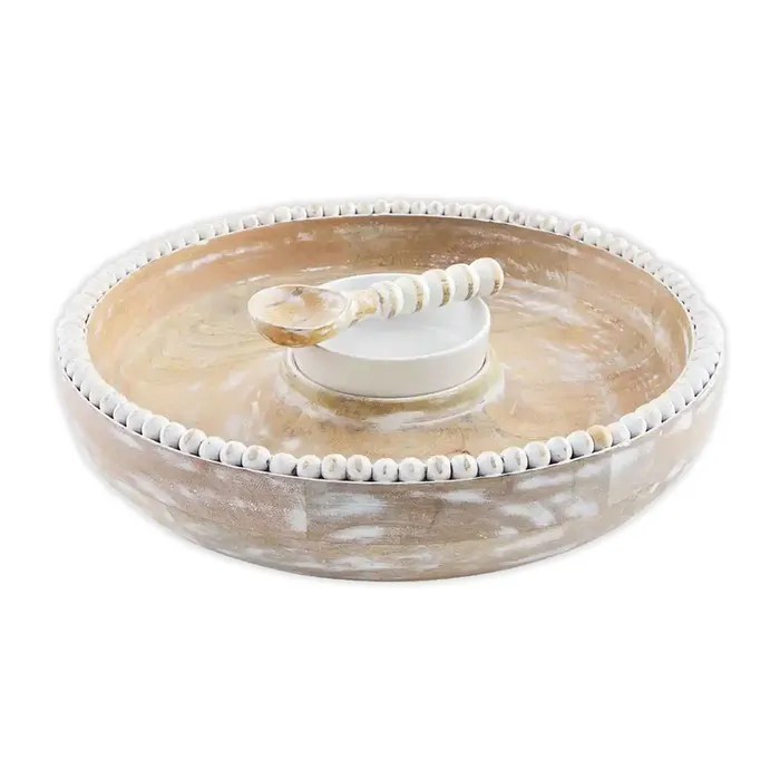 MUDPIE Earrings Mudpie Beaded Mango Wood Chip and Dip Bowl Set 3Piece