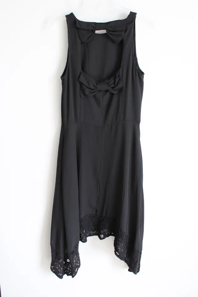 Nanette Lepore Black Lace Bottom Bow Back Dress 6 Nanette Lepore Rings