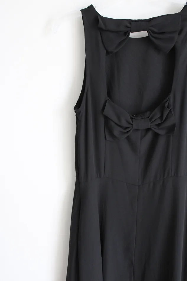 Nanette Lepore Black Lace Bottom Bow Back Dress 6 Nanette Lepore Rings