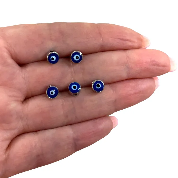 Necklaces 6mm Silver Plated Evil Eye Beads 6mm Silver Plated Evil Eye Spacers 5 Pcs in a Pack Peppy Beads Necklaces 6mm Silver Plated Evil Eye Beads 6mm Silver Plated Evil Eye Spacers 5 Pcs in a Pack Peppy Beads