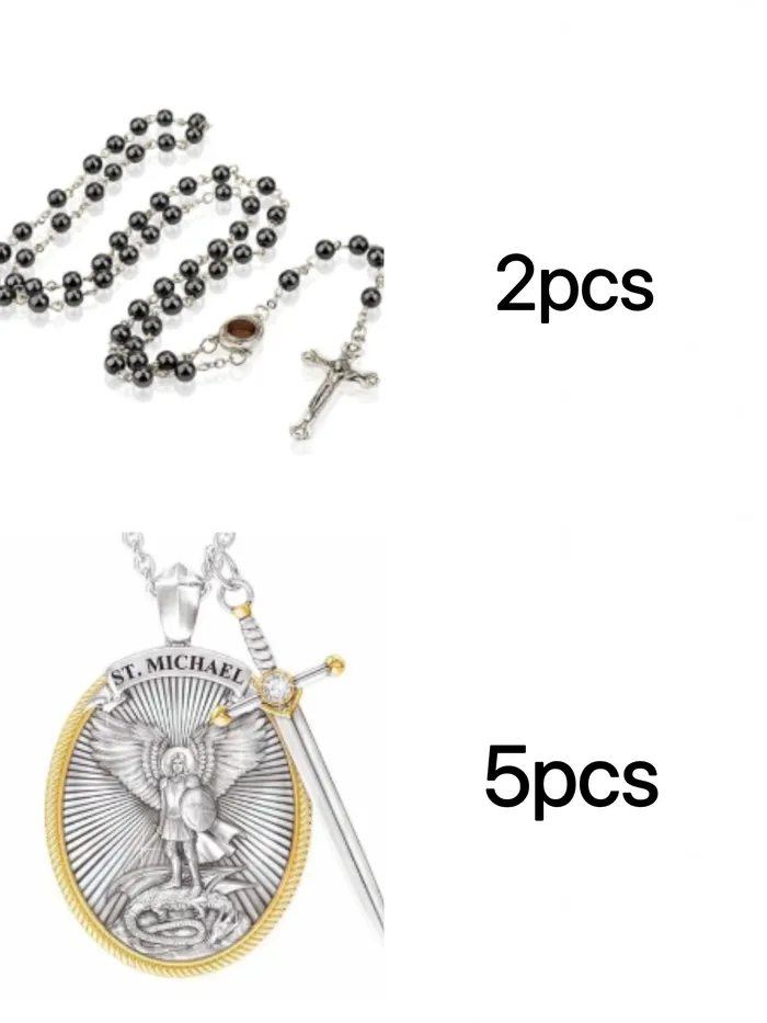Necklaces Angelic Prayer Store 5xMichael Necklace2xRosary