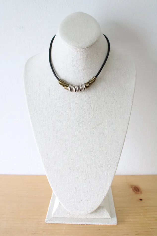 Necklaces Baer SF Baer SF Black Cord Bronze Ring Necklace