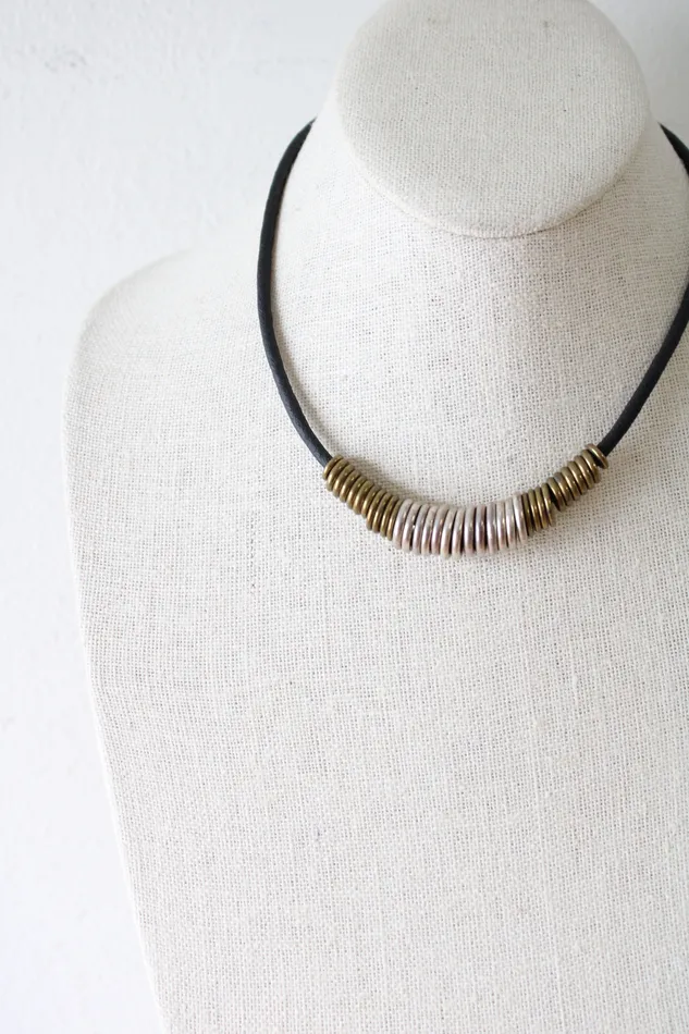 Necklaces Baer SF Baer SF Black Cord Bronze Ring Necklace