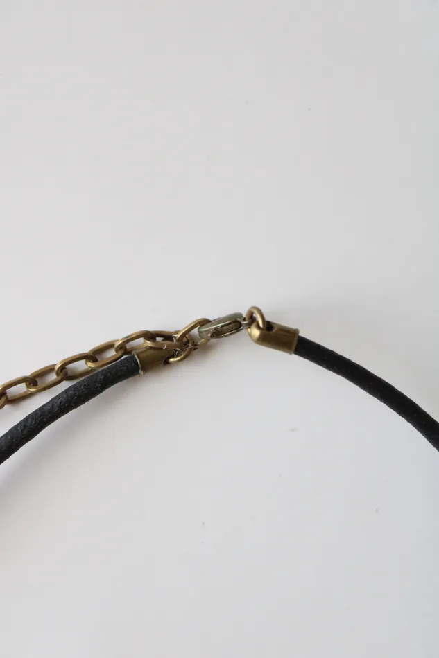 Necklaces Baer SF Baer SF Black Cord Bronze Ring Necklace