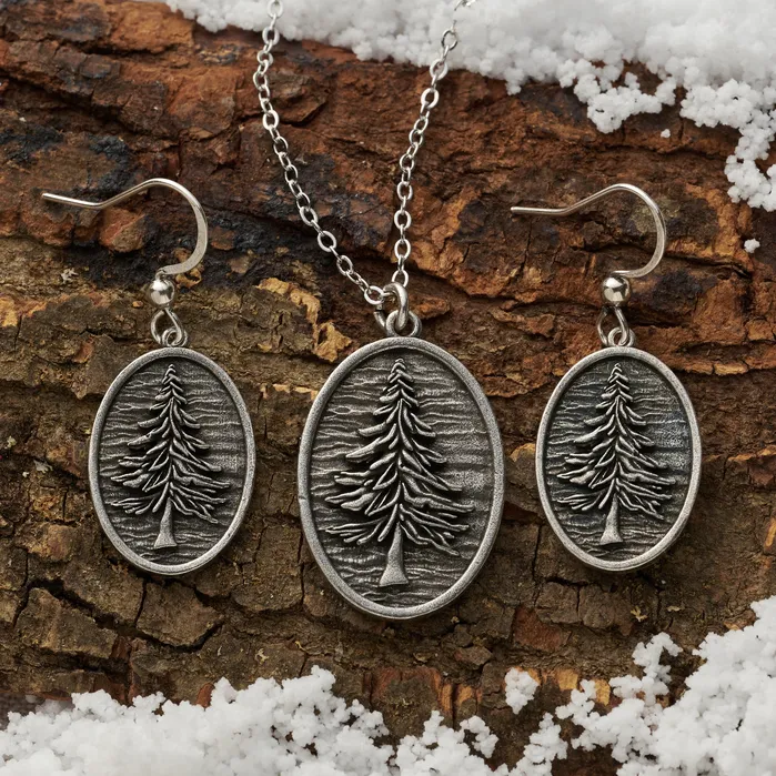 Necklaces Chadds Ford Jewelry Vintage Oval Pine Tree Gift Set