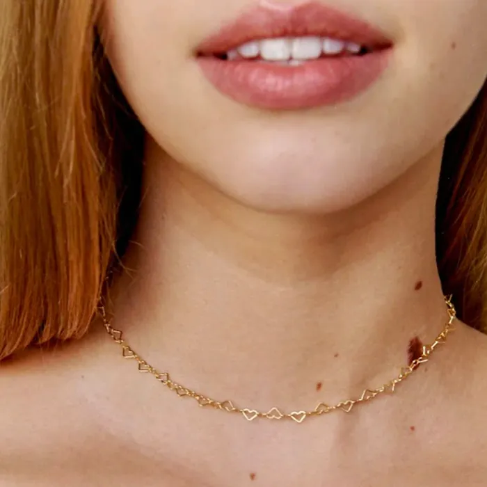Necklaces Collar de Corazones Oro 14k Oro 10k Vermeil o Plata 925 Gold Shield