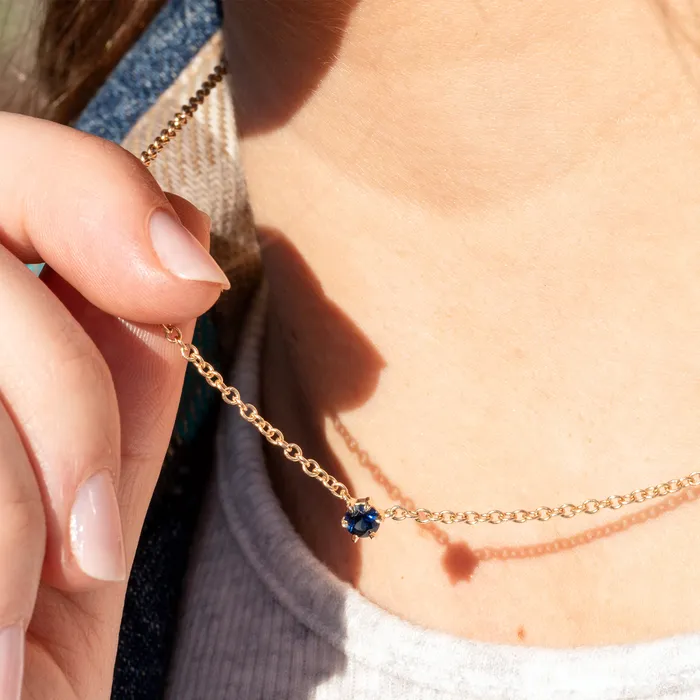 Necklaces Consider the Wldflwrs 6 Prong Sapphire Necklace Necklaces Consider the Wldflwrs 6 Prong Sapphire Necklace
