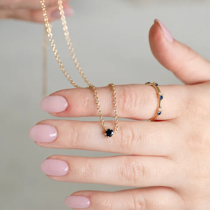 Necklaces Consider the Wldflwrs 6 Prong Sapphire Necklace Necklaces Consider the Wldflwrs 6 Prong Sapphire Necklace