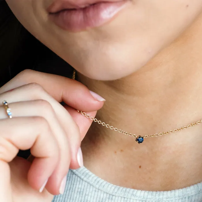 Necklaces Consider the Wldflwrs 6 Prong Sapphire Necklace Necklaces Consider the Wldflwrs 6 Prong Sapphire Necklace