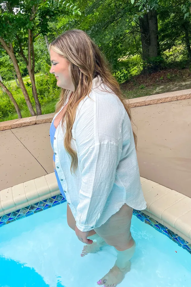 Necklaces Cover You Up Button Up Top Ivory Zenana