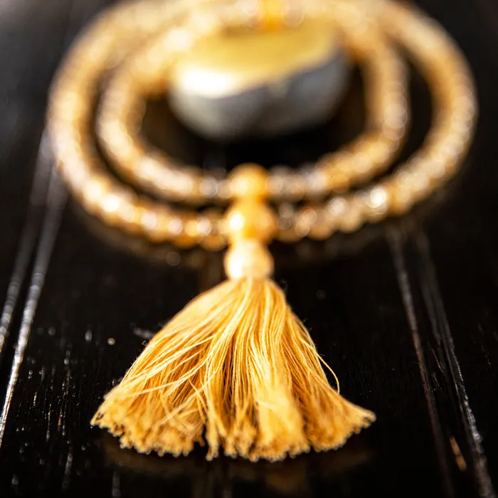 Necklaces Drukomalas Citrine with Aragonite Mala