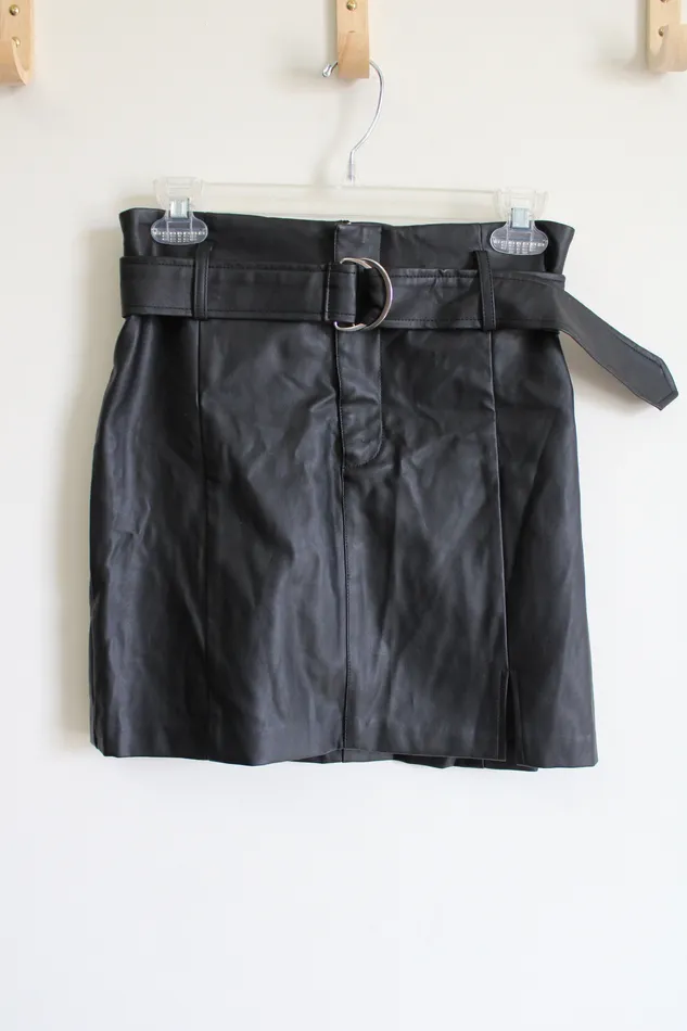 Necklaces Forever 21 Forever 21 Black Faux Leather Belted Skirt M