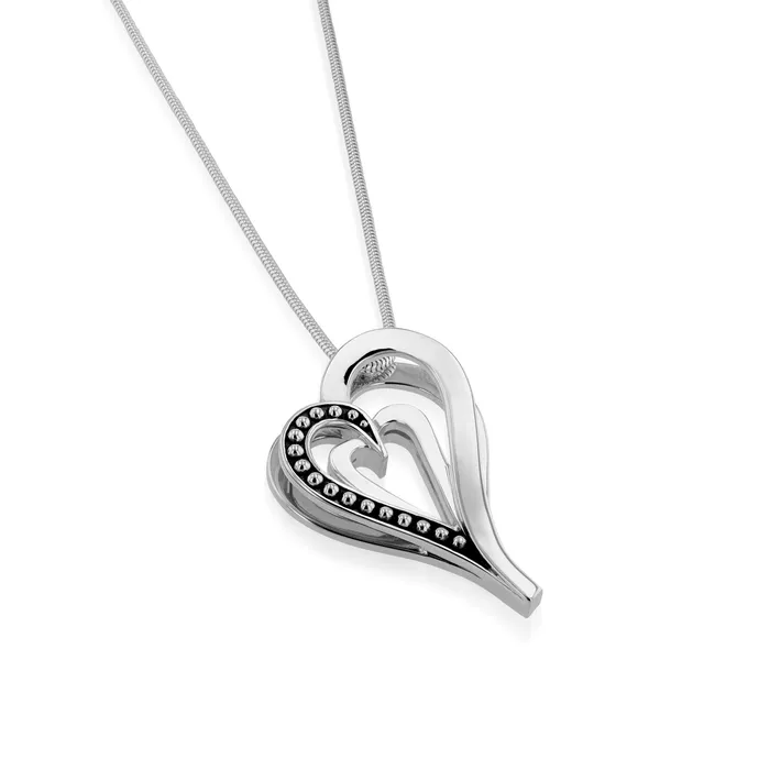 Necklaces John Atencio Duo Large Silver Heart Pendant Necklace