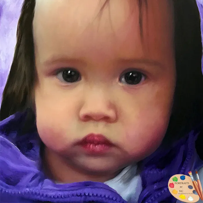 Necklaces Little Girl Oil Portrait Portraits by NC