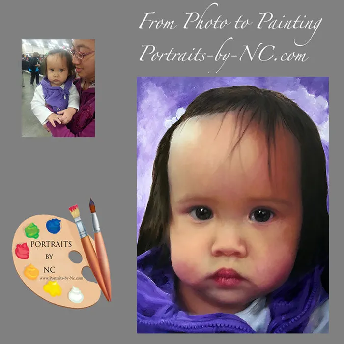 Necklaces Little Girl Oil Portrait Portraits by NC