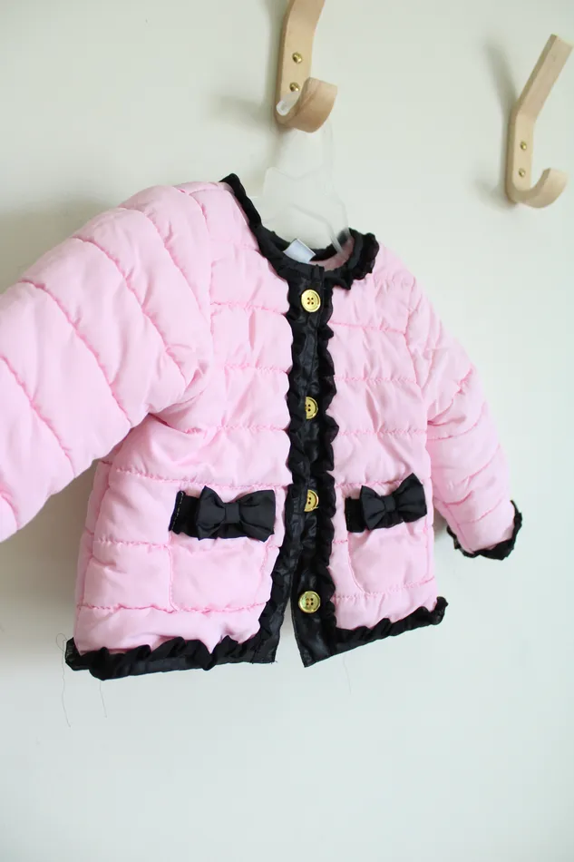 Necklaces Little Me Little Me Pink Black Puffer Coat 12 MO