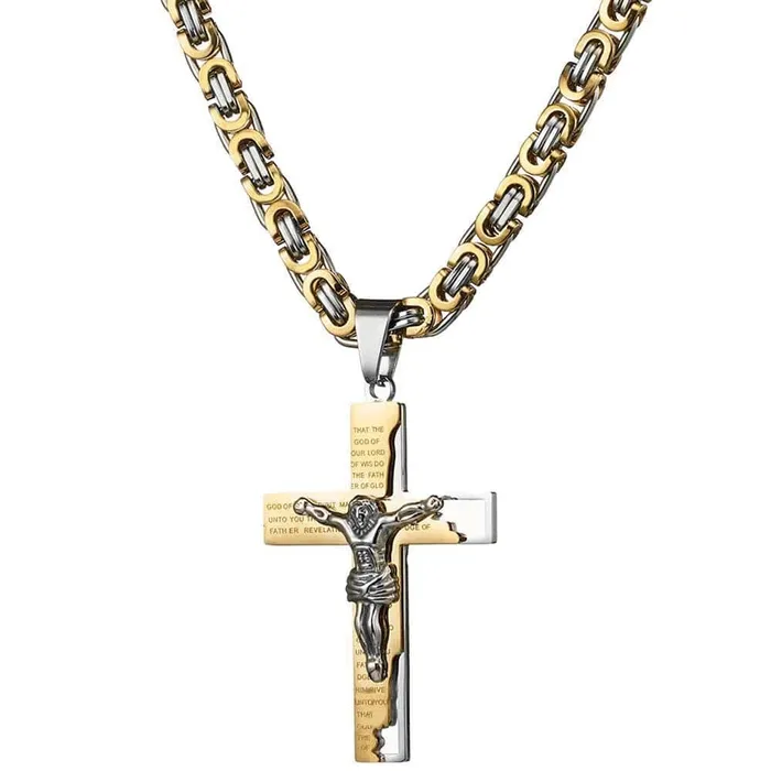 Necklaces Lords Guidance Mens Christian Necklace br Jesus Golden