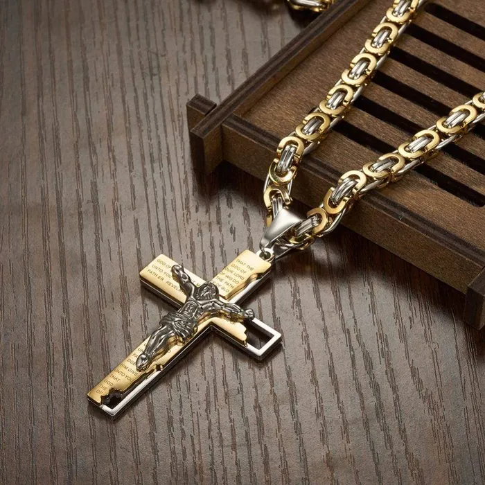 Necklaces Lords Guidance Mens Christian Necklace br Jesus Golden