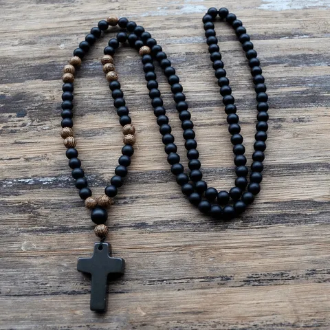 Necklaces Mens Christian Necklace br Rosary Bead Lords Guidance