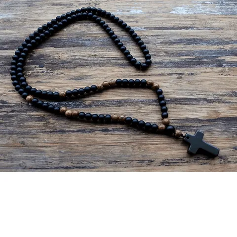Necklaces Mens Christian Necklace br Rosary Bead Lords Guidance