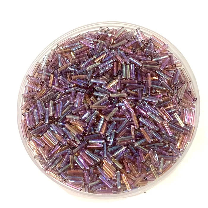 Necklaces Miyuki Bugles size 6mm 0256 Transparent Smoky Amethyst AB 10 grams Peppy Beads Necklaces Miyuki Bugles size 6mm 0256 Transparent Smoky Amethyst AB 10 grams Peppy Beads