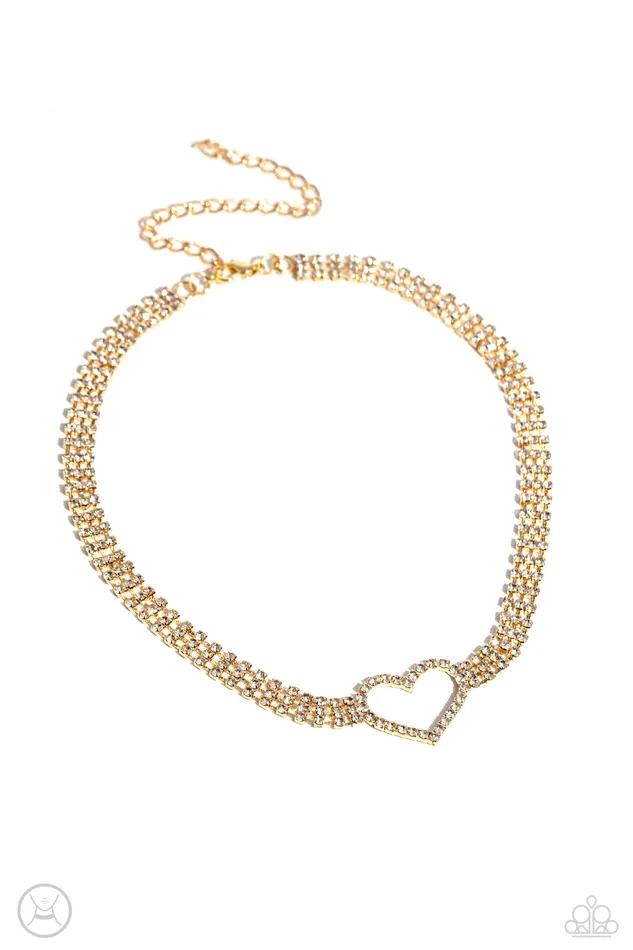 Necklaces Paparazzi Accessories Rows of Romance Gold