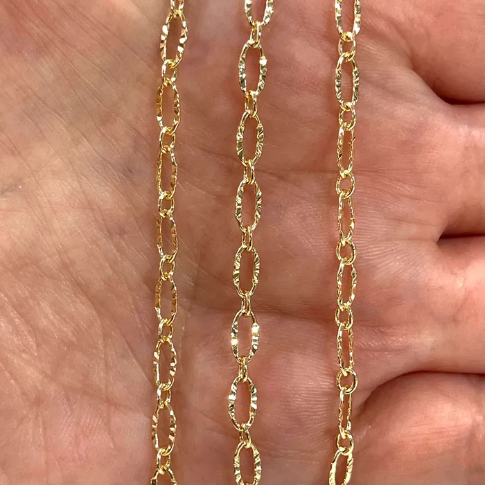Necklaces Peppy Beads 24Kt Shiny Gold Plated Brass Chain 6x3 mm Gold Plated Chain