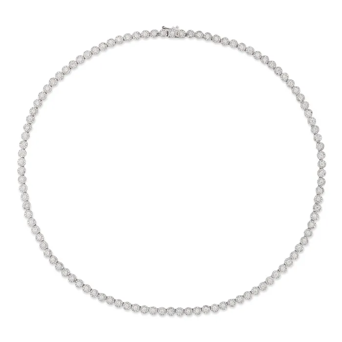 Necklaces RACHEL LYNN CHICAGO White Gold All The Way Rachel Scalloped Diamond 625cts Tennis Necklace