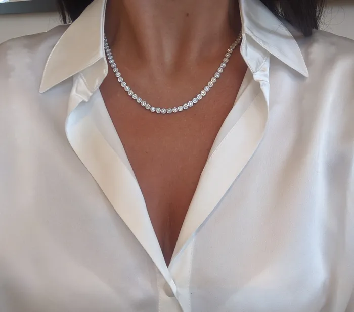 Necklaces RACHEL LYNN CHICAGO White Gold All The Way Rachel Scalloped Diamond 625cts Tennis Necklace