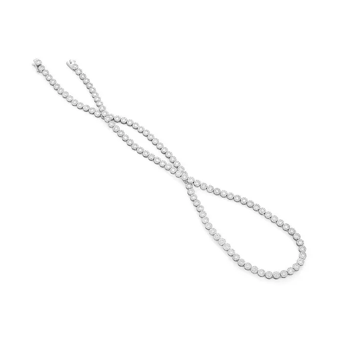 Necklaces RACHEL LYNN CHICAGO White Gold All The Way Rachel Scalloped Diamond 625cts Tennis Necklace