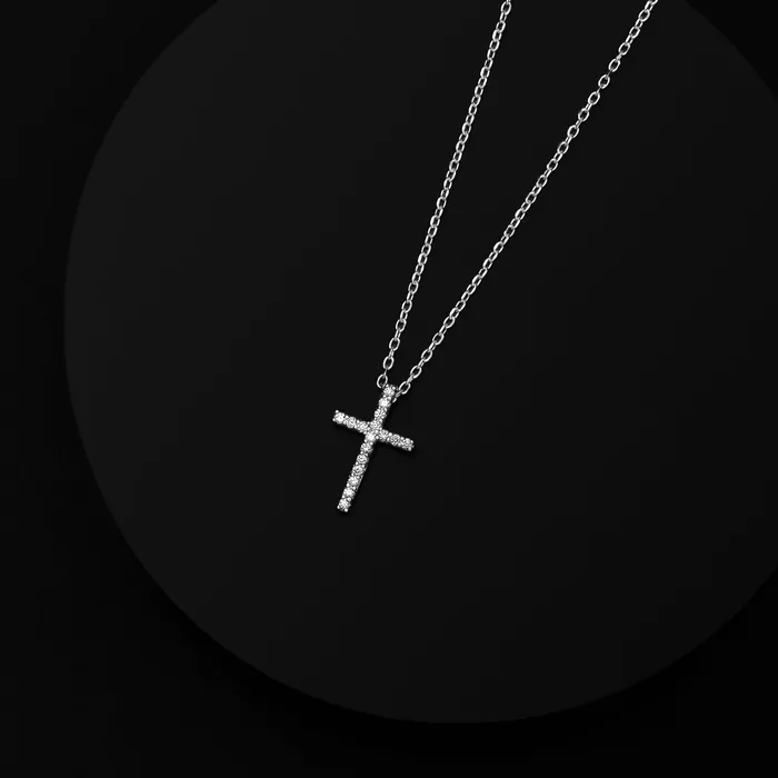 Necklaces RACHEL LYNN CHICAGO White Gold Diamond Cross Pendant