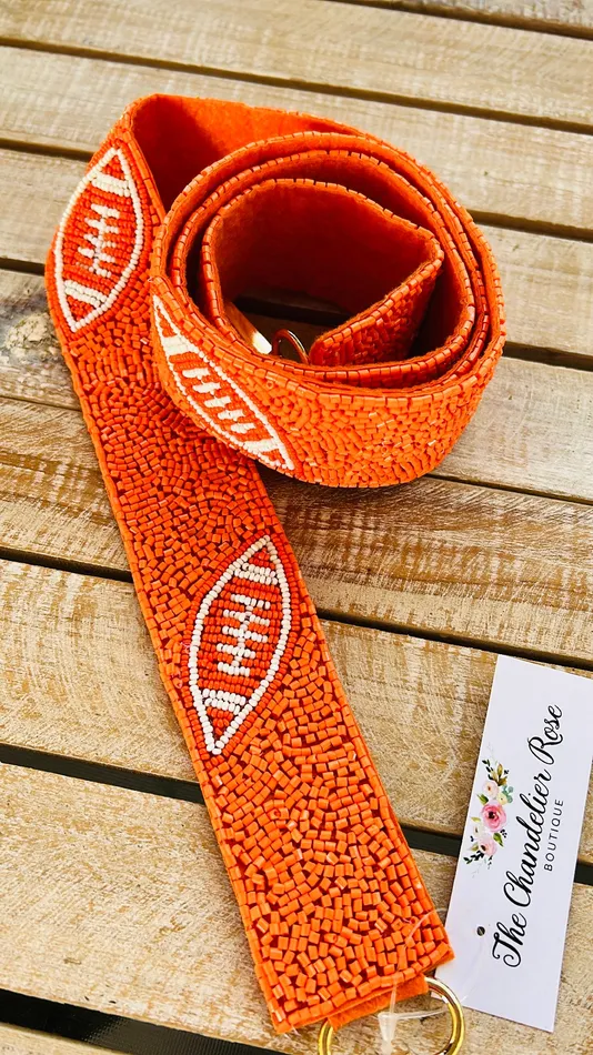 Necklaces The Chandelier Rose Boutique FOOTBALL GAME DAY PURSE STRAP ORANGE AND WHITE Necklaces The Chandelier Rose Boutique FOOTBALL GAME DAY PURSE STRAP ORANGE AND WHITE