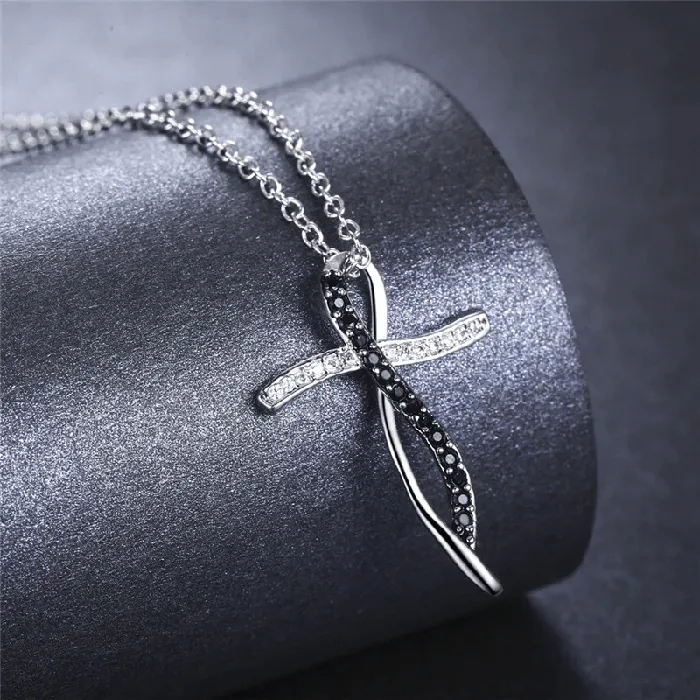 Necklaces Womens Christian Necklace br Black and White Lords Guidance